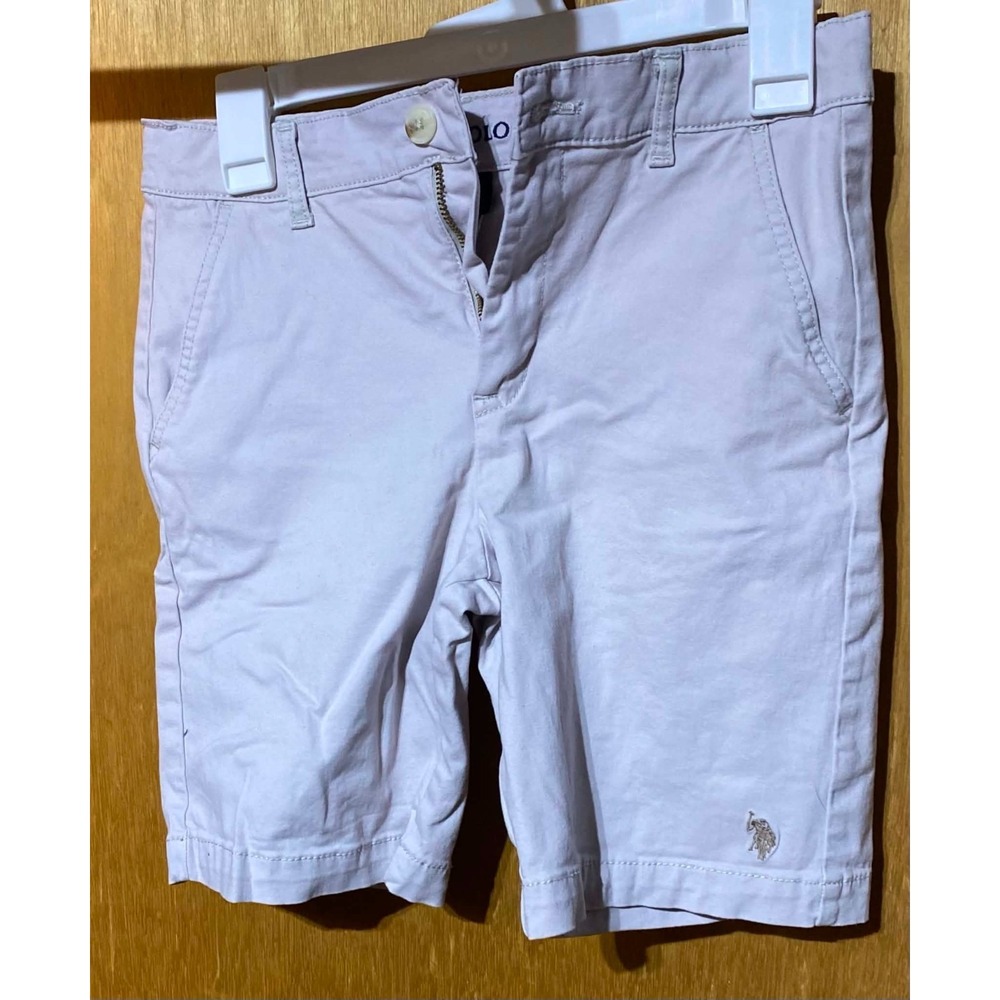 U.S. Polo Assn. Boys Beige Chino Shorts Size 14 Cotton Regular Fit Flat Front